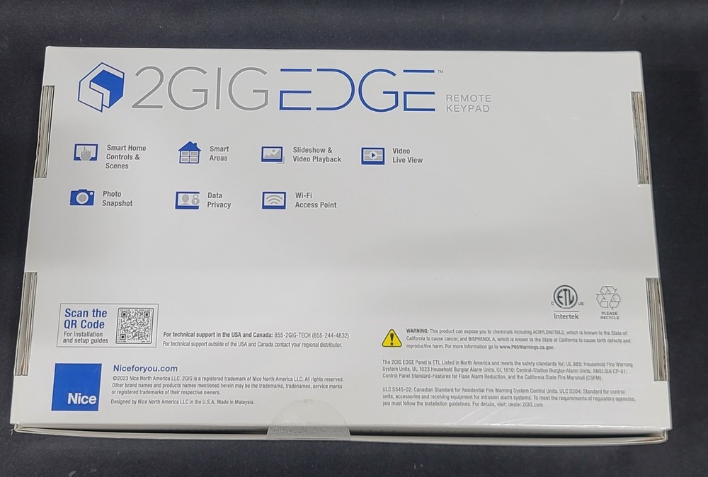 2GIG-EDG-RK Secondary EDGE Remote Keypad | 7" WiFi Touchscreen Security Control