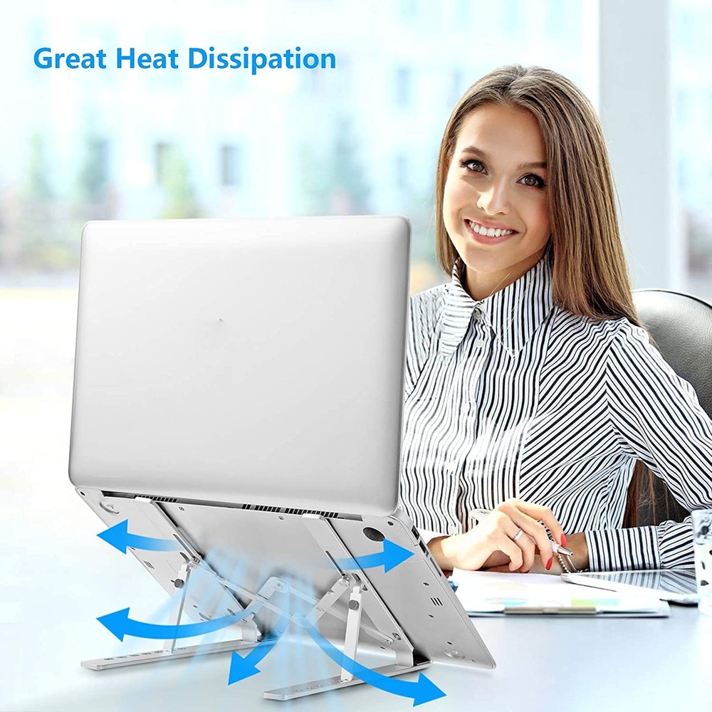 Laptop Stand for Desk, Ergonomic Design Adjustable Aluminum Foldable Silver
