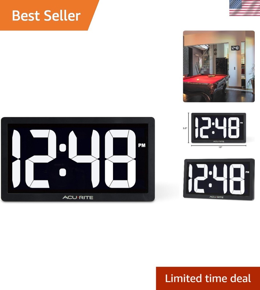 Oversized 10-Inch Digital Clock with Light-Up Display and Adjustable Brightness