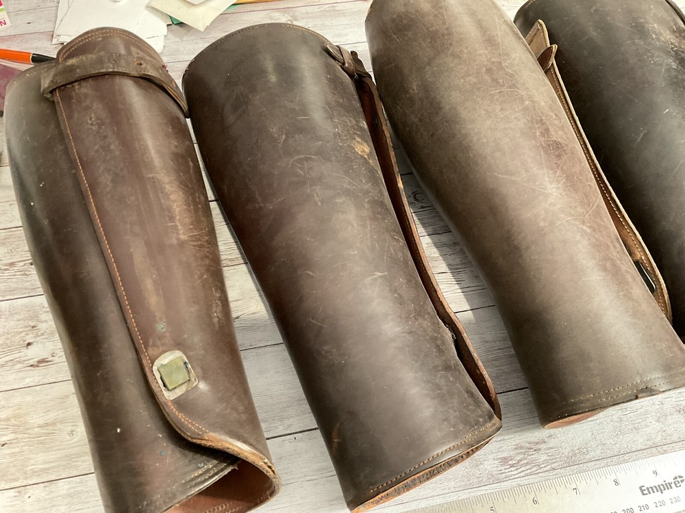 ORIGINAL WWII THREE PAIR LEATHER LEGGINGS US GERMAN ?