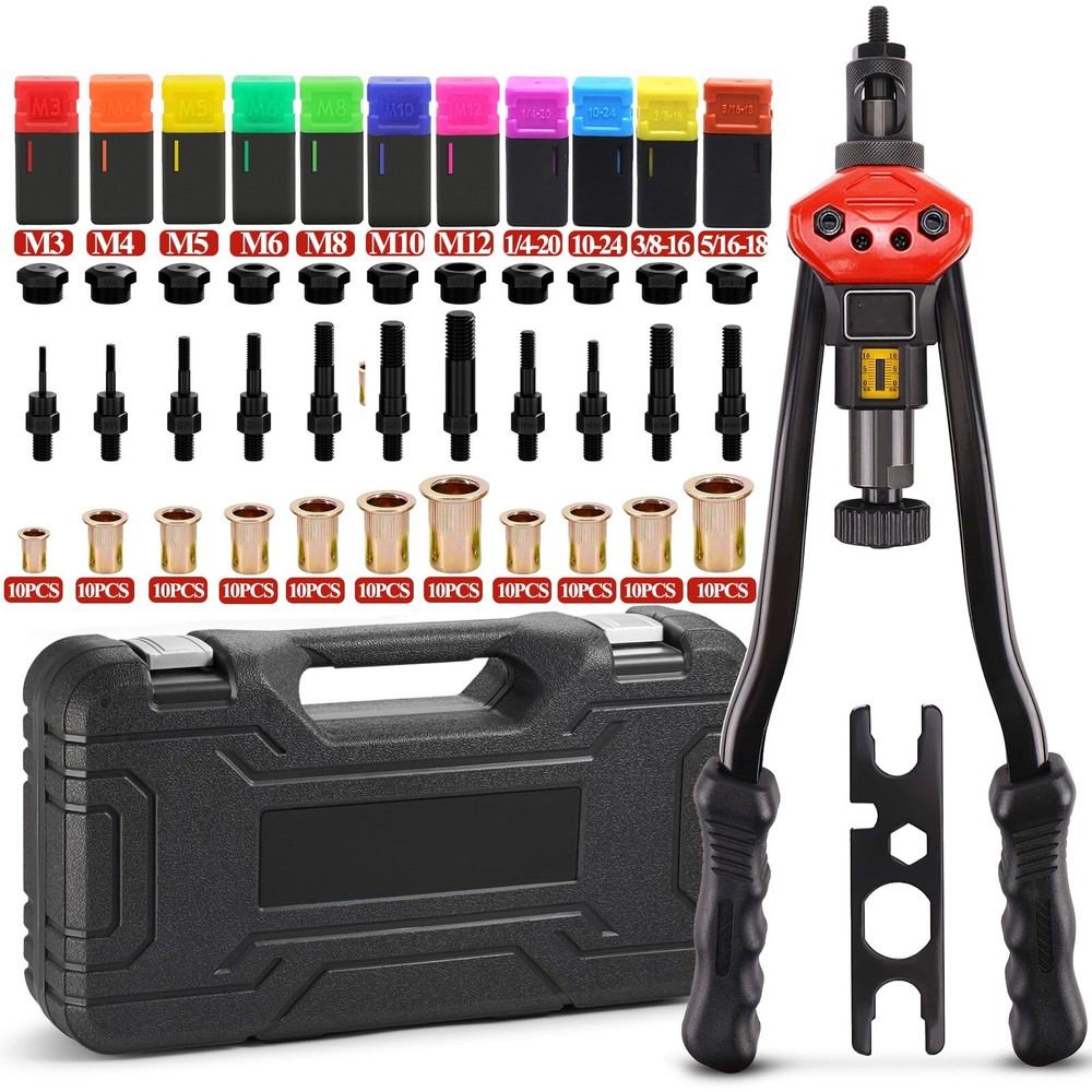 16in Rivet Gun Kit Rivnut Setting Tools Nut Setter Tool Hand Blind Riveter Gun