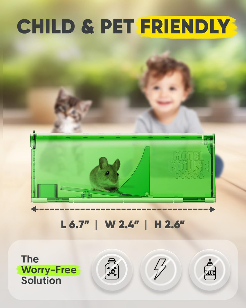 Humane Mouse Traps No Kill Live Catch and Release 2 Pack - Reusable, Easy to Use