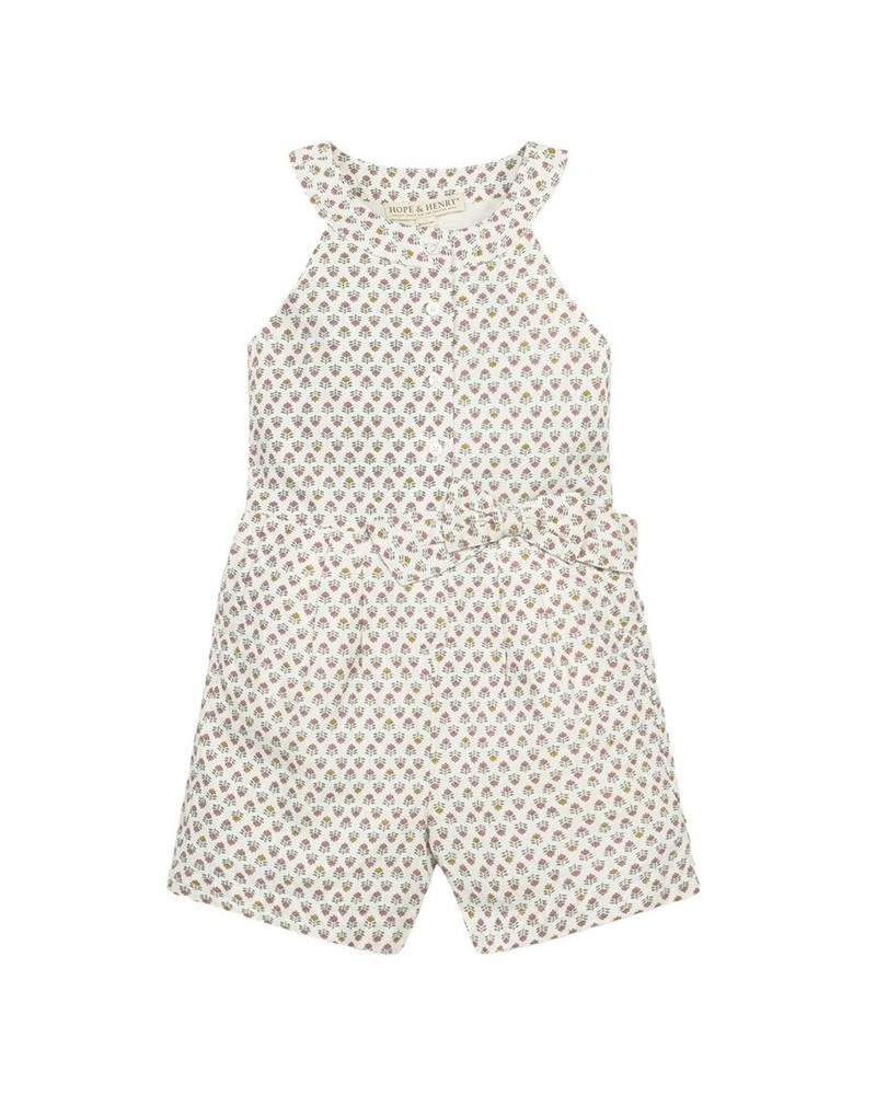 Hope & Henry Button Front Halter Linen-Blend Romper