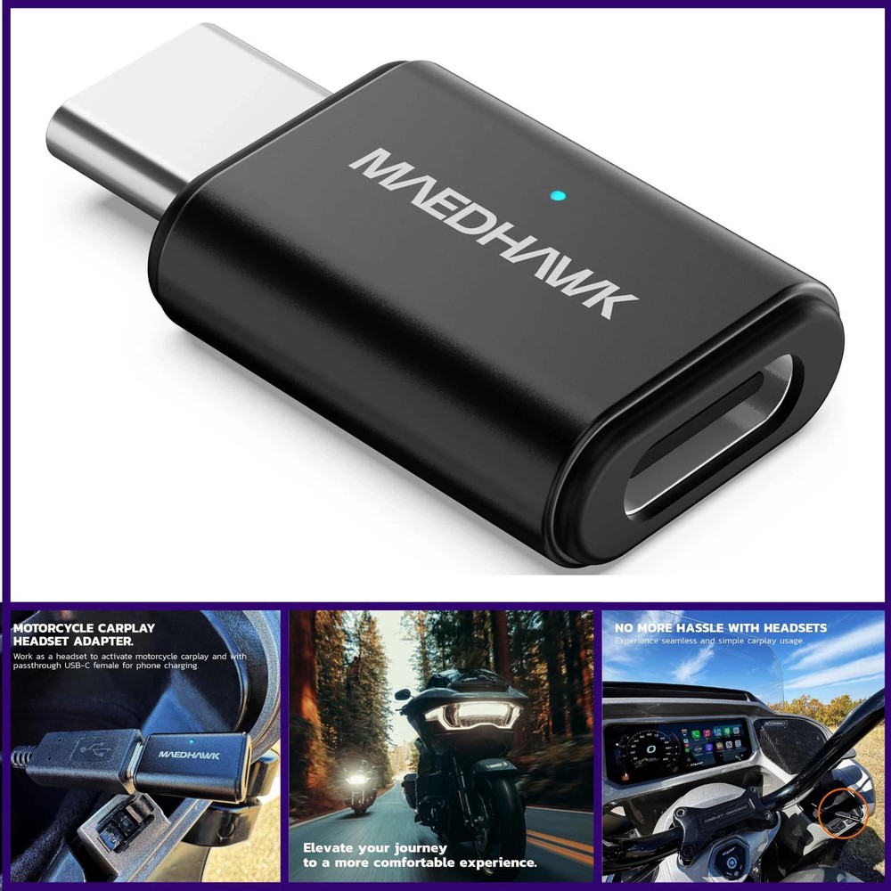 Motorcycle CarPlay Bluetooth Headset Adapter with Passthrough