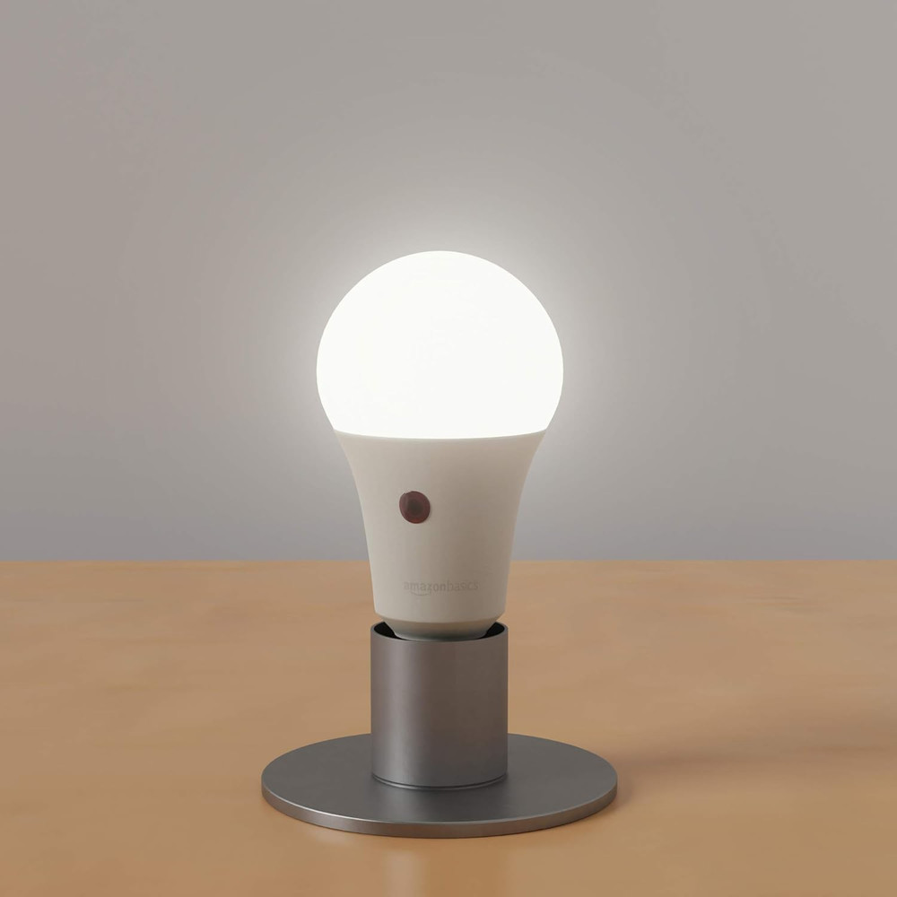 Amazon Basics A19 Dusk to Dawn Sensor LED Outdoor Light Bulb, 60W Equivalent, En