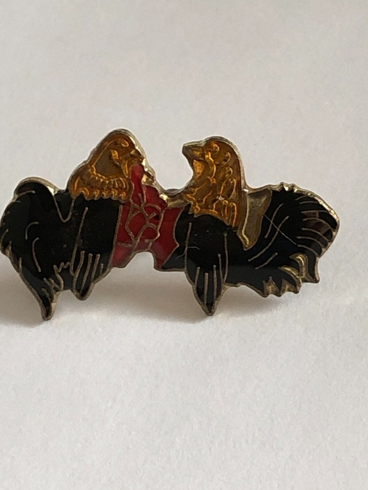Vintage 80s Two Eagles Enamel Pinback Lapel Pin Hat Pin