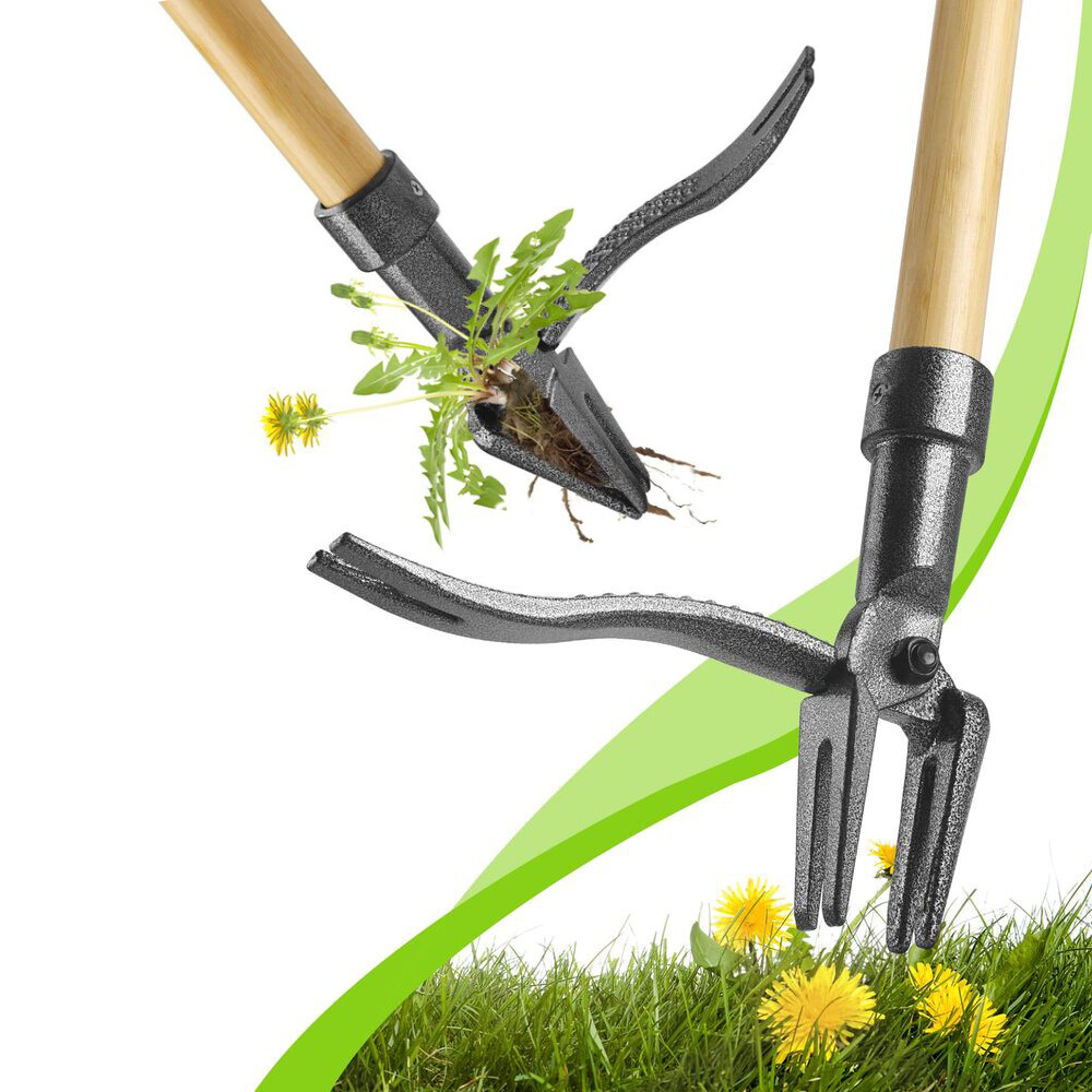WORKPRO Weed Puller Tool 44" Handle Heavy-Duty 4-Claw Iron Head Stand-Up Weeders