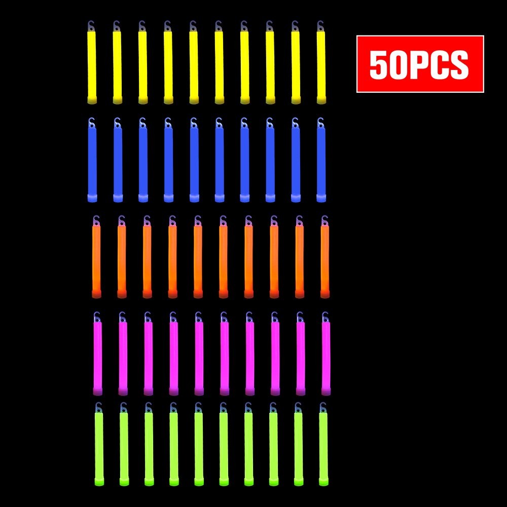 novelinks 50 Pcs 6'' Premium Glow Sticks Bulk - Ultra 50 Count, Multi-colored