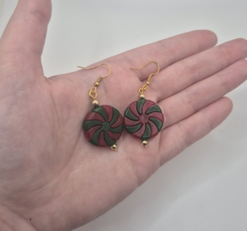 Red & Green Peppermint Earrings