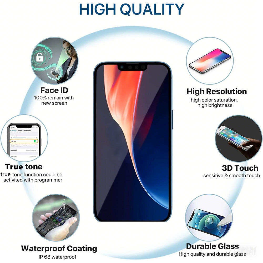 Screen Replacement For iPhone 15 Pro Max LCD COF FHD Display Digitizer+Tools Kit