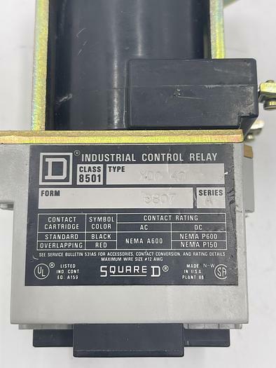 Square D XD0 40 Class 8501 Form 9807 Ser A