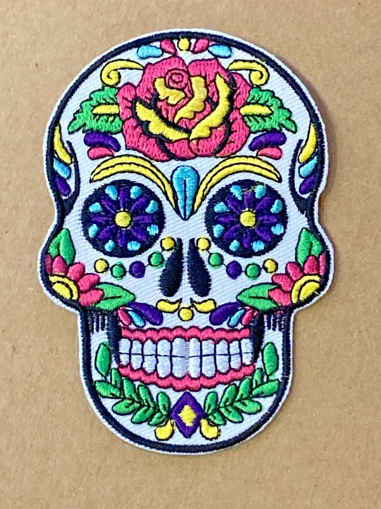 Skull & Rose ~ Embroidered Patch  ~ Iron On ~ Grateful Dead Theme