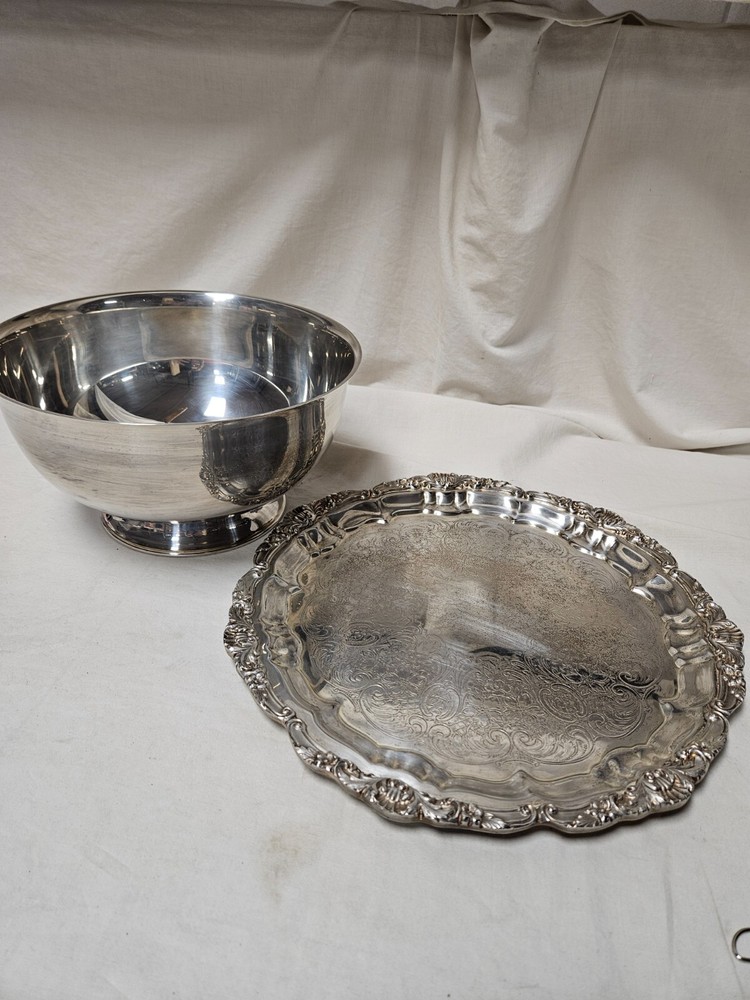 Towle E.P. Silver Platter and Bowl