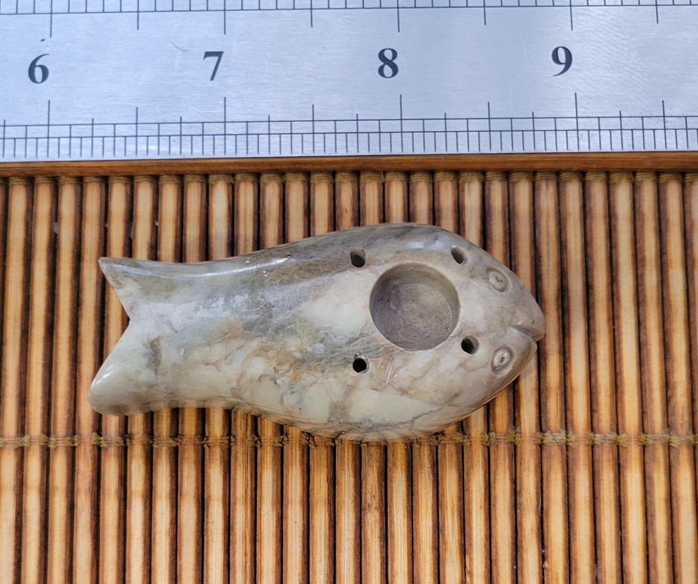 Vintage Carved Marble Stone Basic Fish Incense Burner