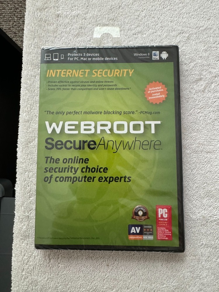 Webroot Secure Anywhere Internet Security - Win XP/Vista/7/8/Mac OS 10.7