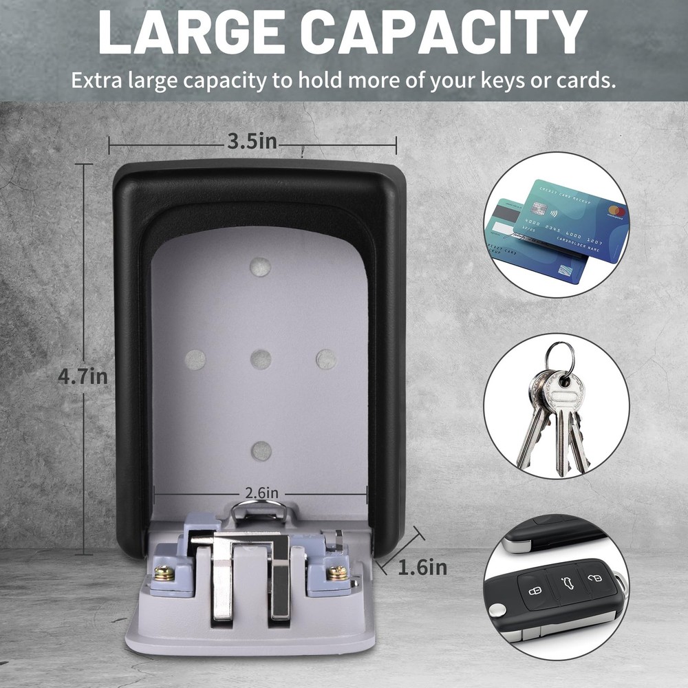Key Lock Box Outdoor Waterproof 5 Key Capacity Resettable Code Safe