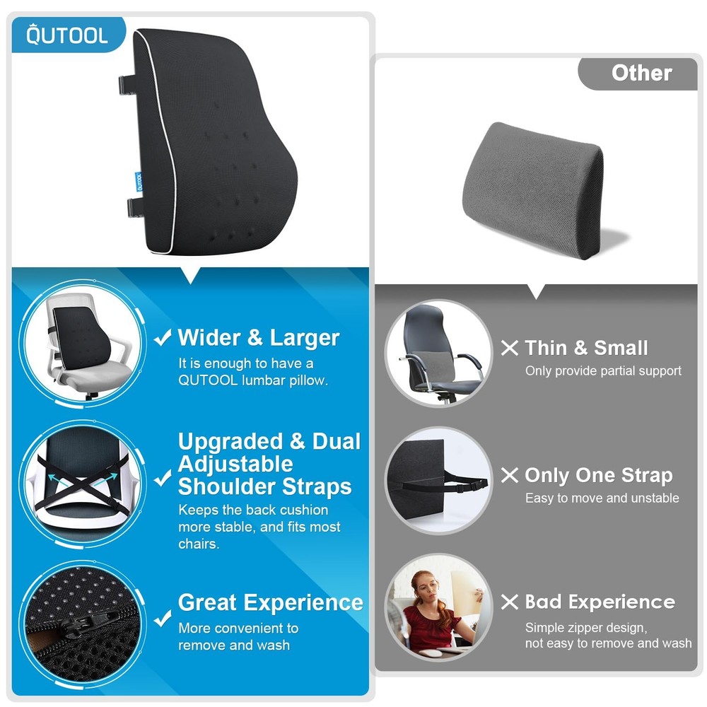 Lumbar Support Pillow for Office Chair, Home Standard, Black
