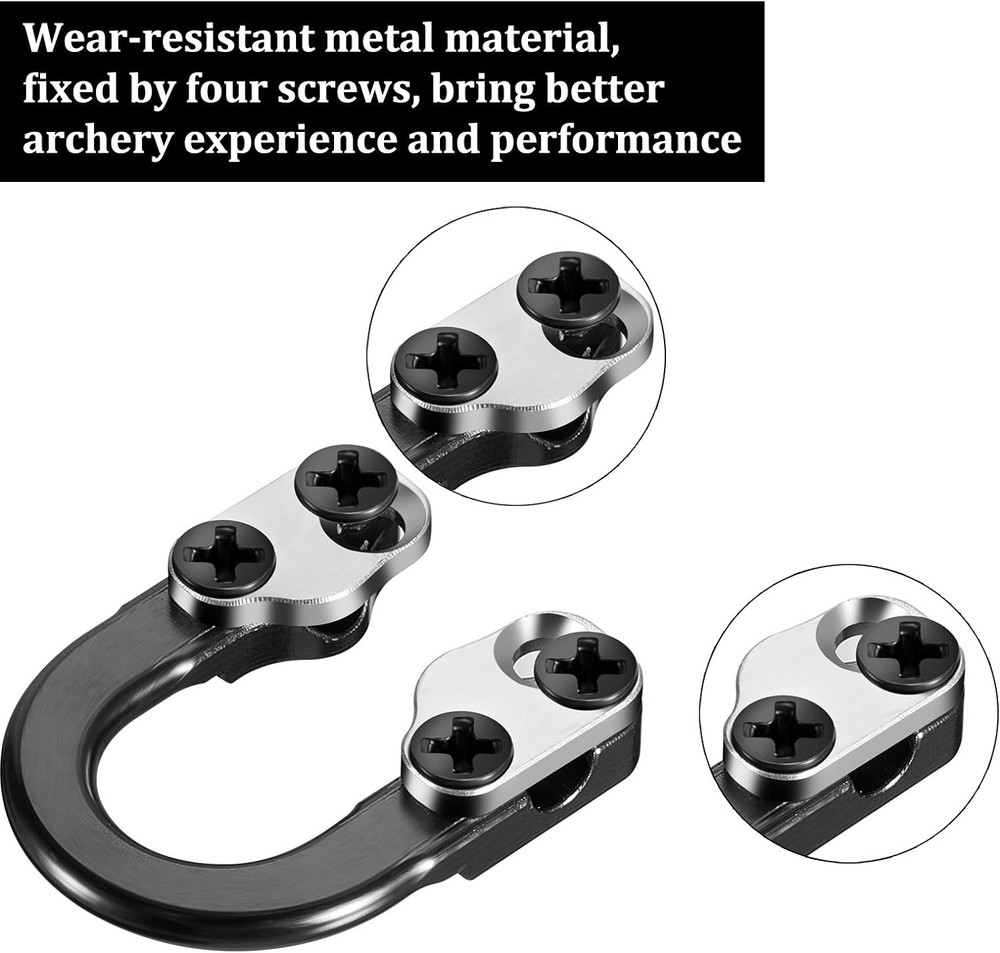 2 Sets Archery D-Loop U Nock Buckle for Compound Bow Release w/ Screwdriver