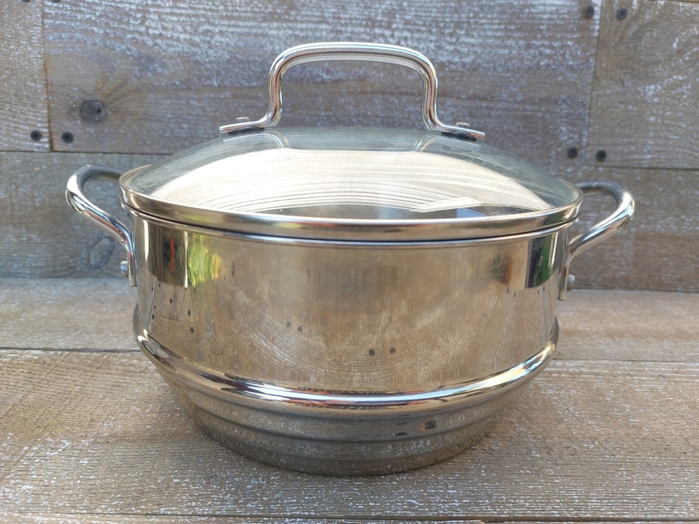 TIERED STAINLESS STEEL STEAMER/STRAINER INSERT WITH LID