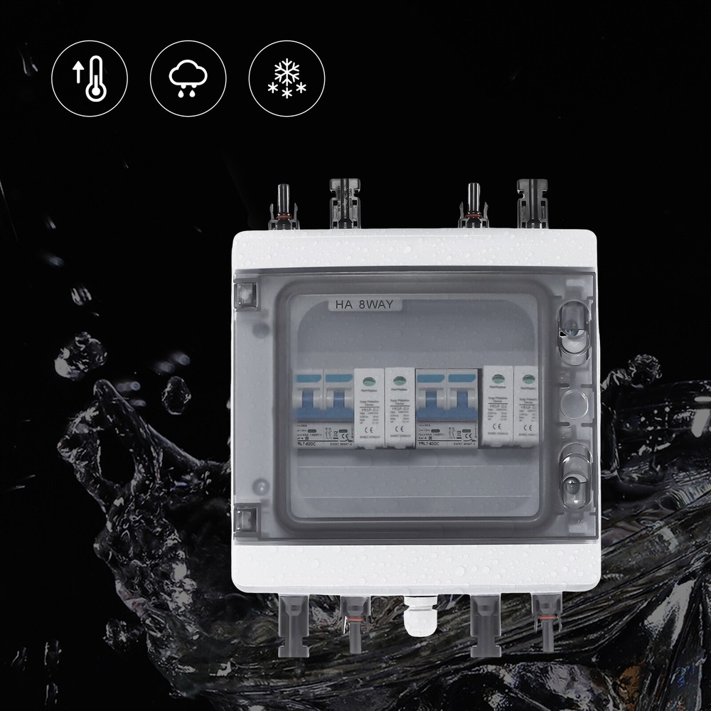 2 Strings Solar Combiner Box with Manual Disconnect and Surge Protection