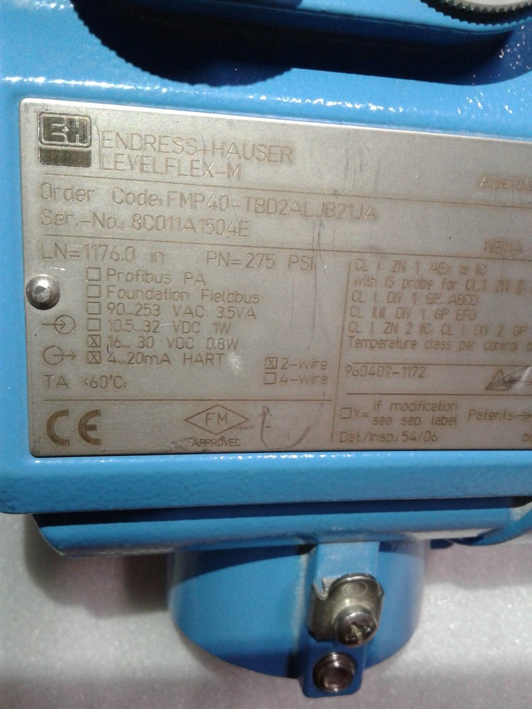 Endress Hauser FMP40-TBD2ALJB21JA Level Flex M Sensor with Probe