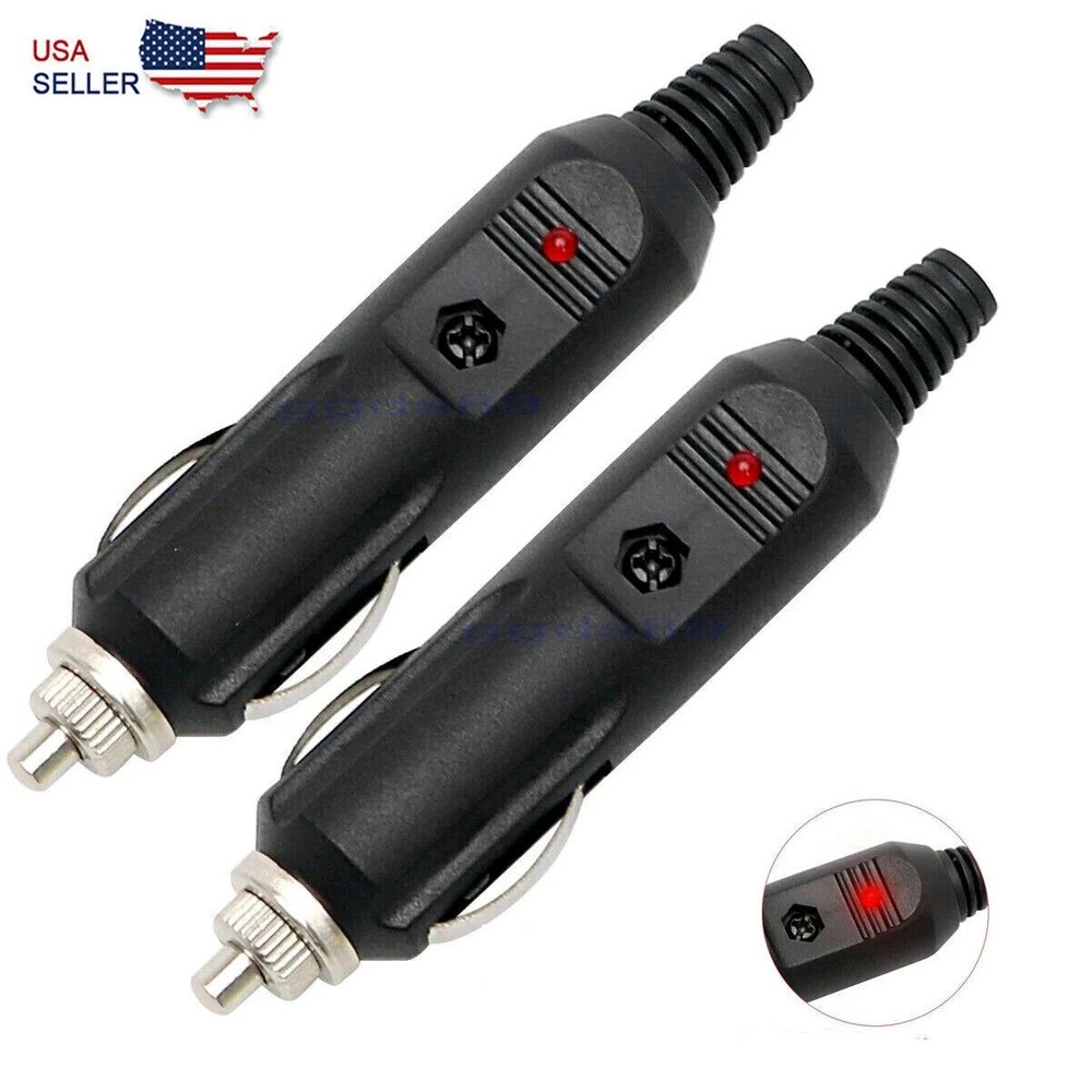2Pack 12V Male Car Cigarette Lighter Socket Plug Connector US