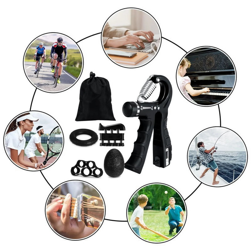 Grip Strength Trainer 6 Pack Adjustable 10-132lb Hand Gripper Counter