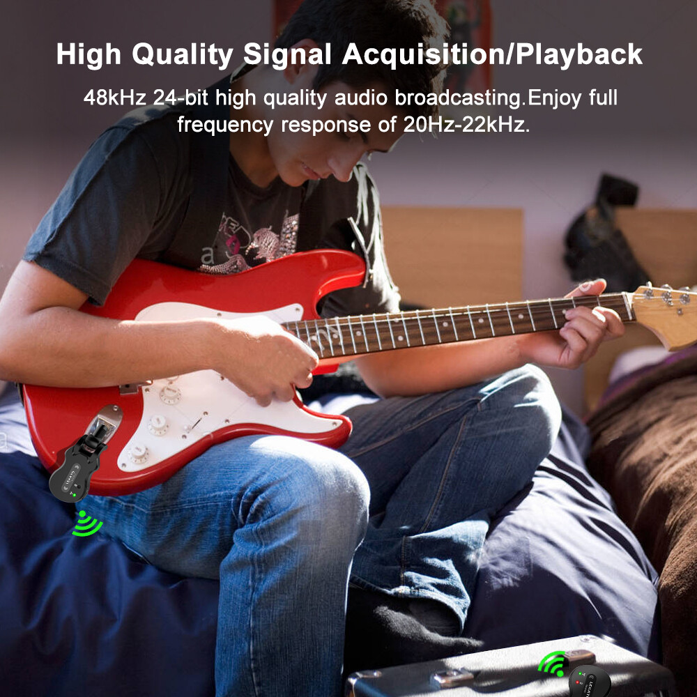 LEKATO 5.8GHz Wireless Guitar Digital System Transmitter Receiver set 100ft