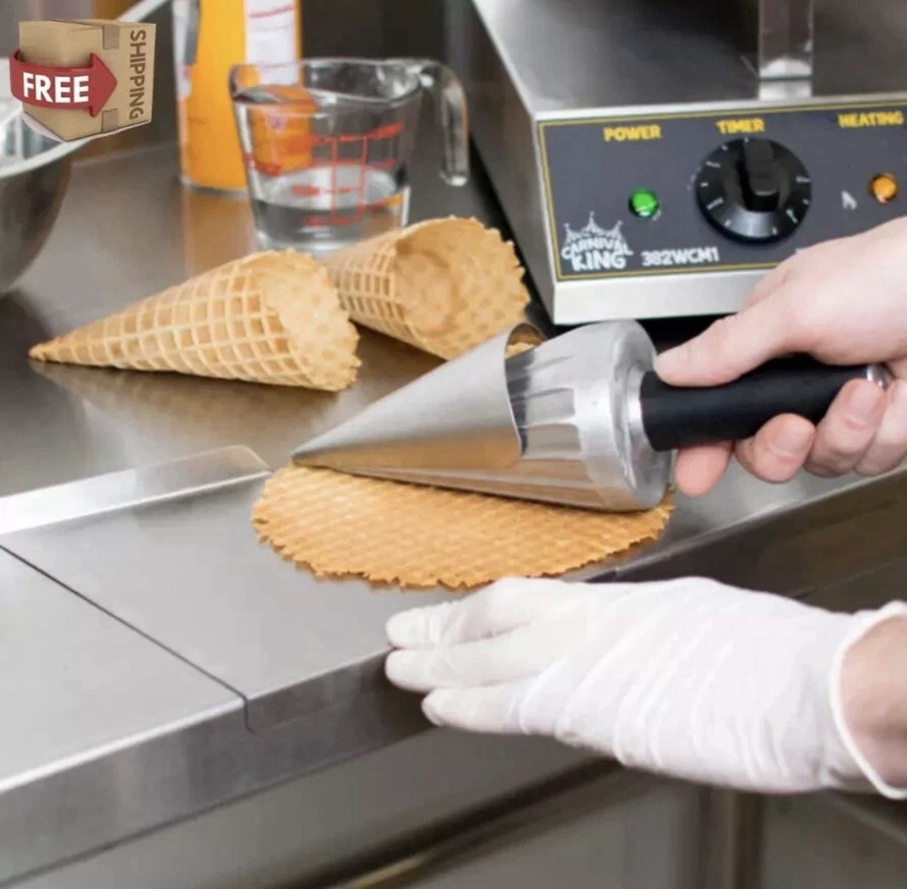 Waffle Cone Maker Ice Cream Roller Mold Rolling Forming Tool 10" 2-Piece Set