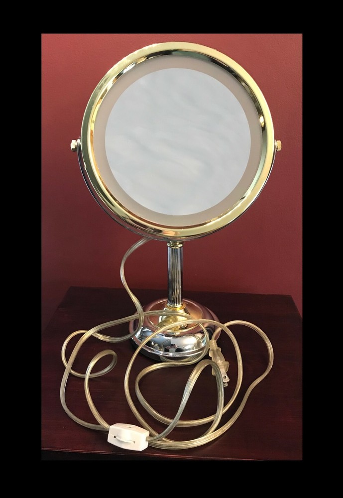JERDON LT111CG 7.5" LIGHTED MAKEUP MIRROR WITH MAGNIFICATION 13.5"H