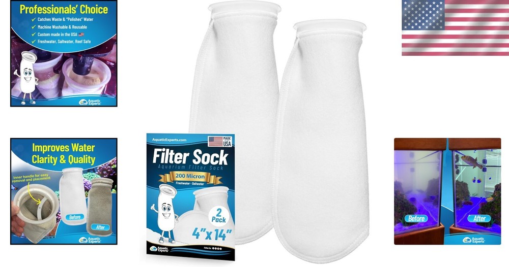 Efficient Debris-Trapping Filter Socks - Enhance Aquarium Water Quality, 2 Pack