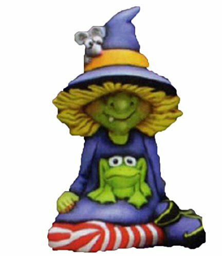 Winnie the Witch with Frog 7" Ceramic Bisque, Ready To Paint