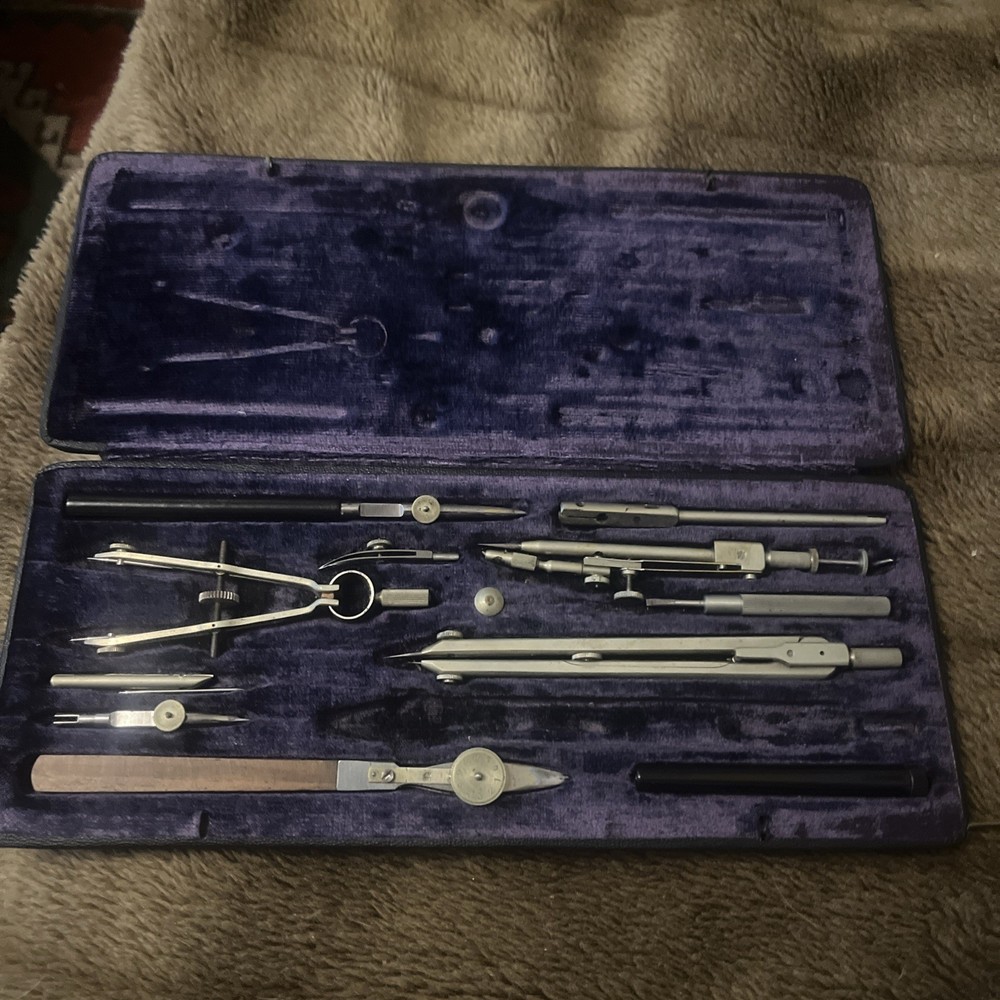 Vintage E.O. Richter & Co Precision Drawing Compass Set – Incomplete – Germany