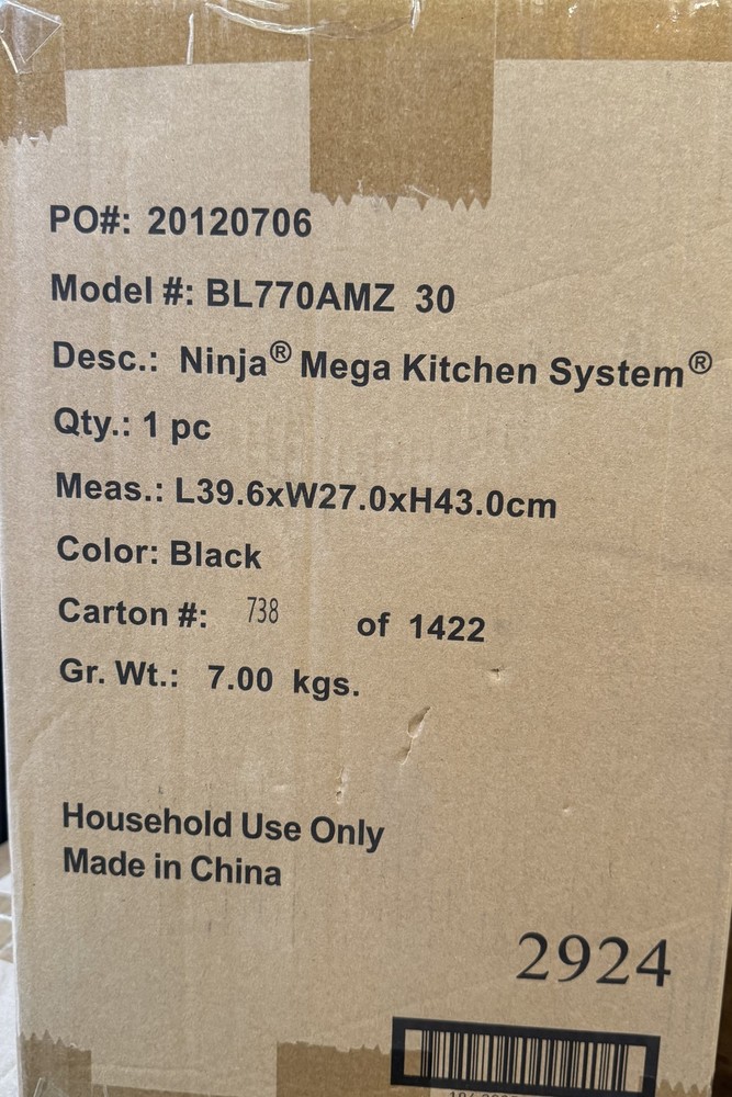Ninja Mega Kitchen System Blender Food Processor 1500 Watts 72 oz Pitcher 8 Cup