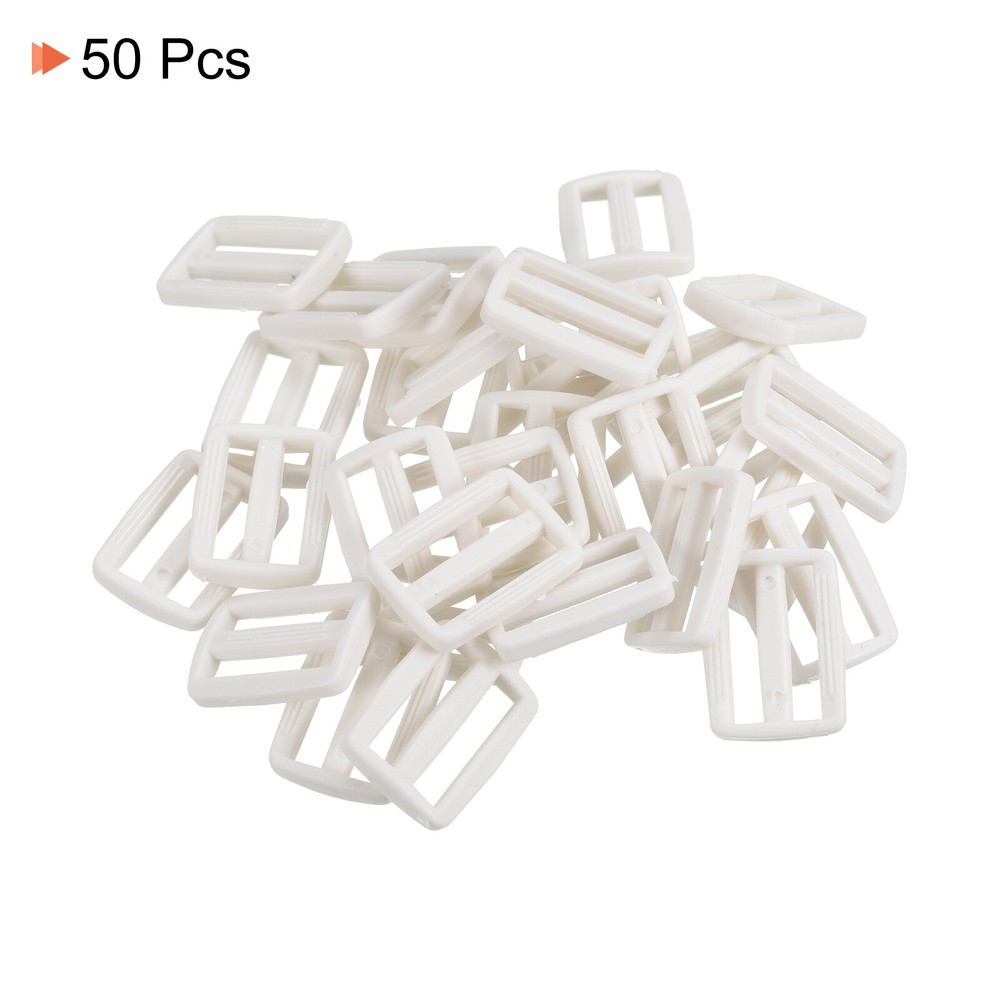1 Inch Tri-Glide Slide Buckles, 50 Pack Webbing Strap Fastener, White