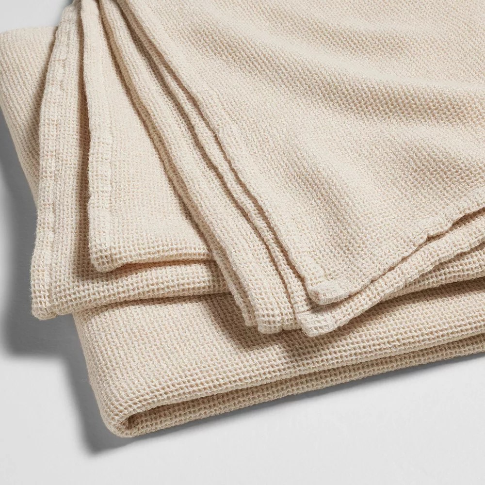 King Micro Waffle Bed Blanket Natural - Casaluna