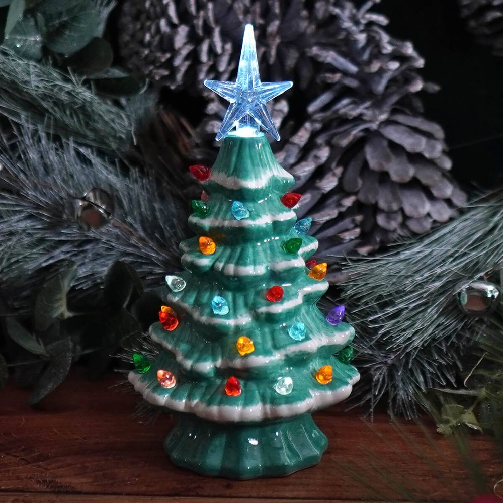 Lighted Blue Ceramic Christmas Tree