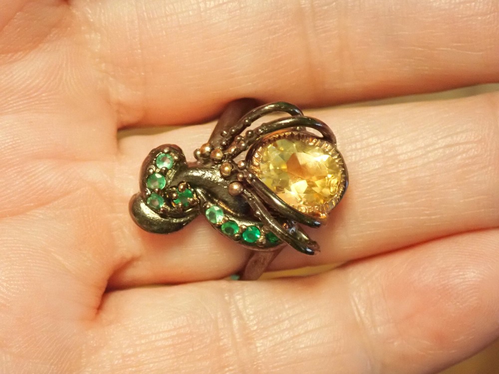 Natural Citrine 925 Sterling Silver Ring Size 8