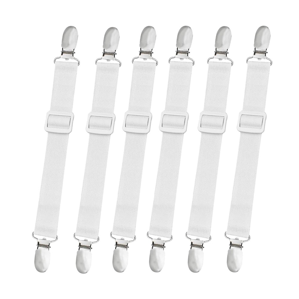 8-Piece Adjustable Bed Sheet Straps - Elastic Fitted 8pcs, White