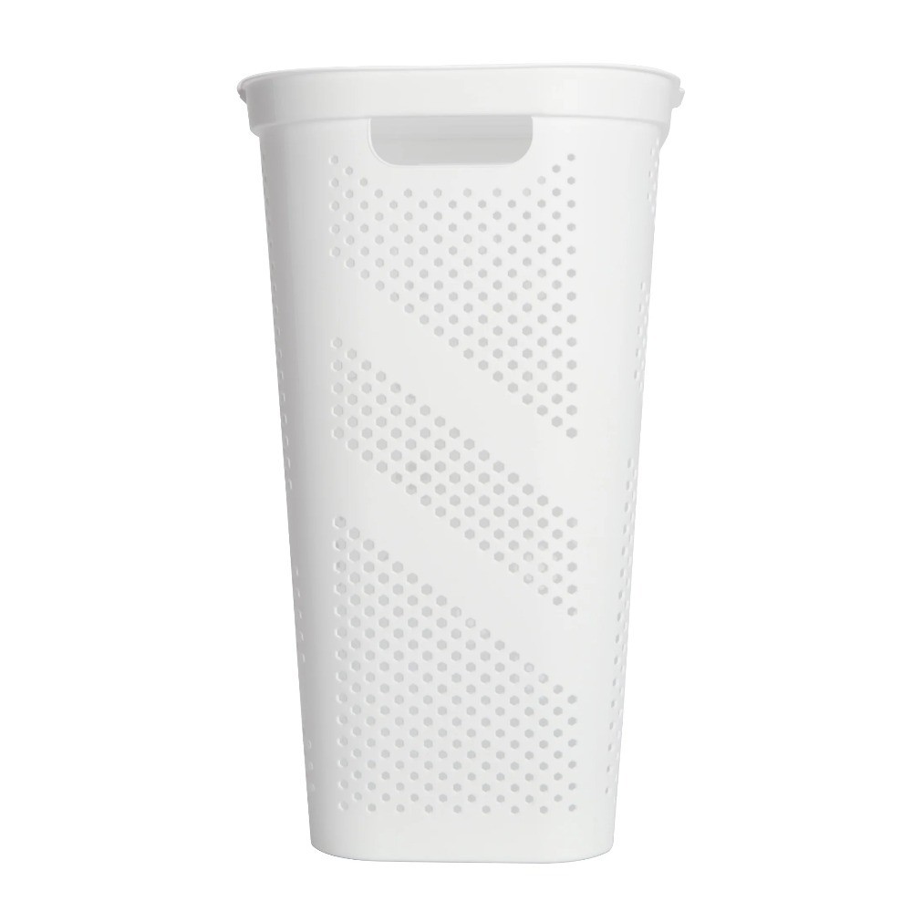Plastic Hinged Lid Rectangular Laundry Hamper Basket with Lid White Storage Bin