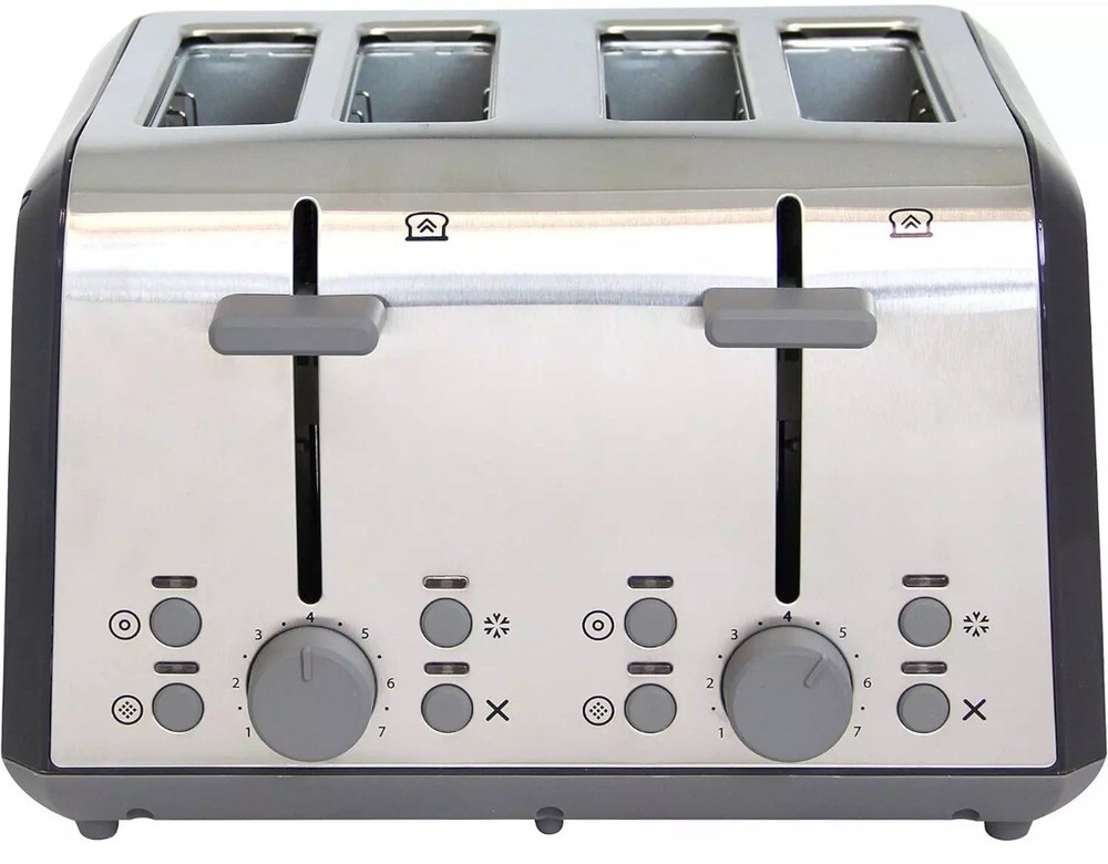 West Bend 4 Slice Toaster with Extra Wide Slots, Bagel Settings, Silver