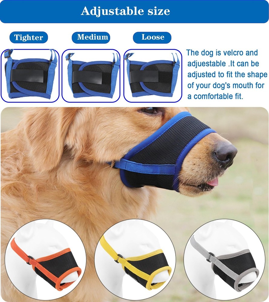 Dog Muzzle Soft and Breathable Prevents Barking, Chewing and Biting Adjustabl...