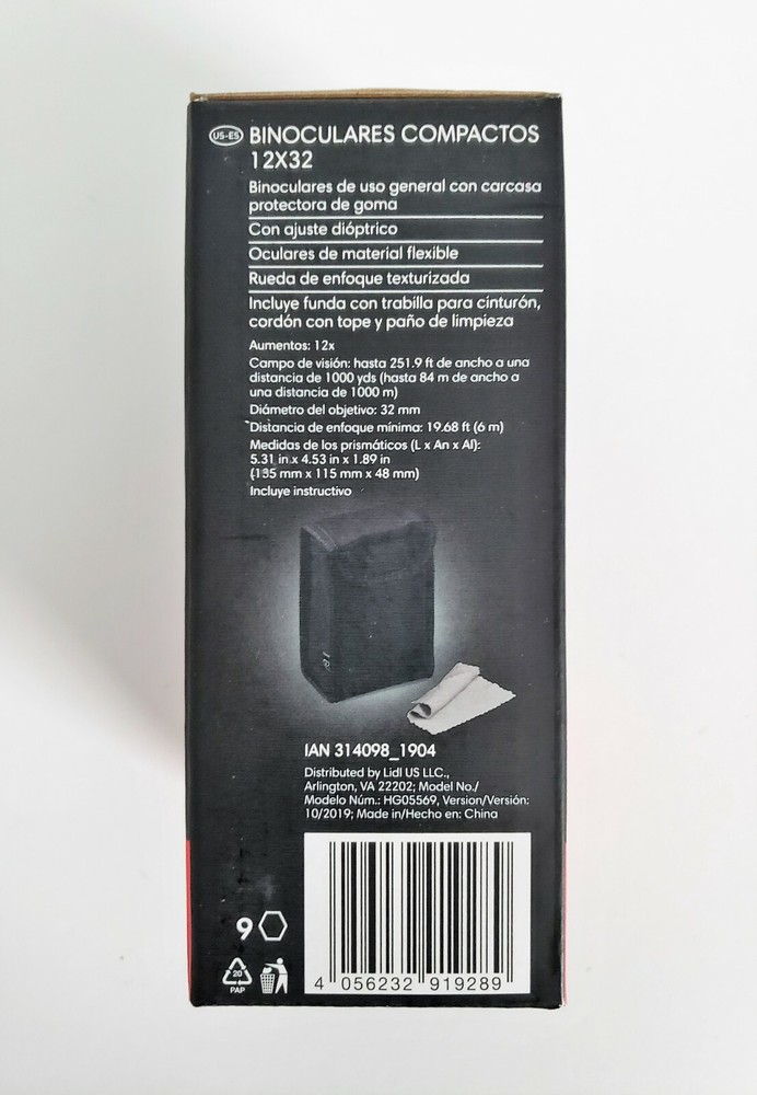 AURIOL Compact Binoculars 12x32 Black