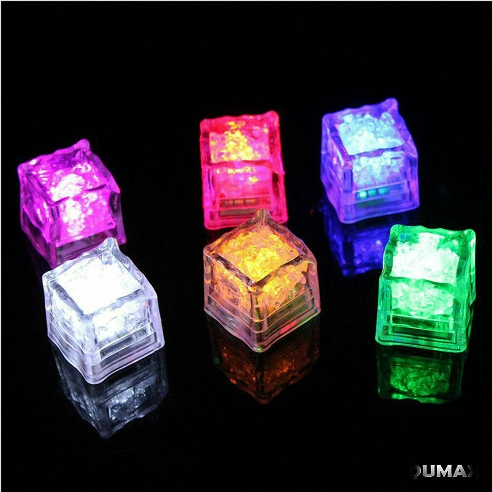 12 pack LED light up ice cube color control set solid color or rainbow flashing