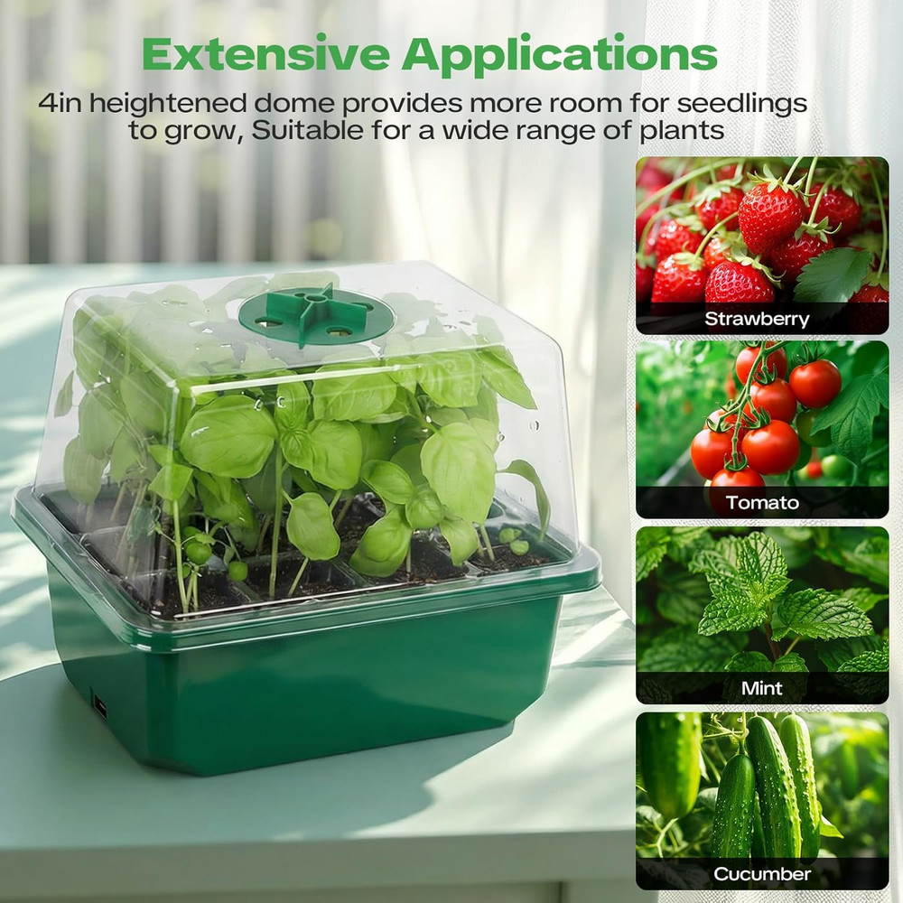 4 Pack Seed Starter Tray with Self-Heating, Seed Starter Kit with High Humidity
