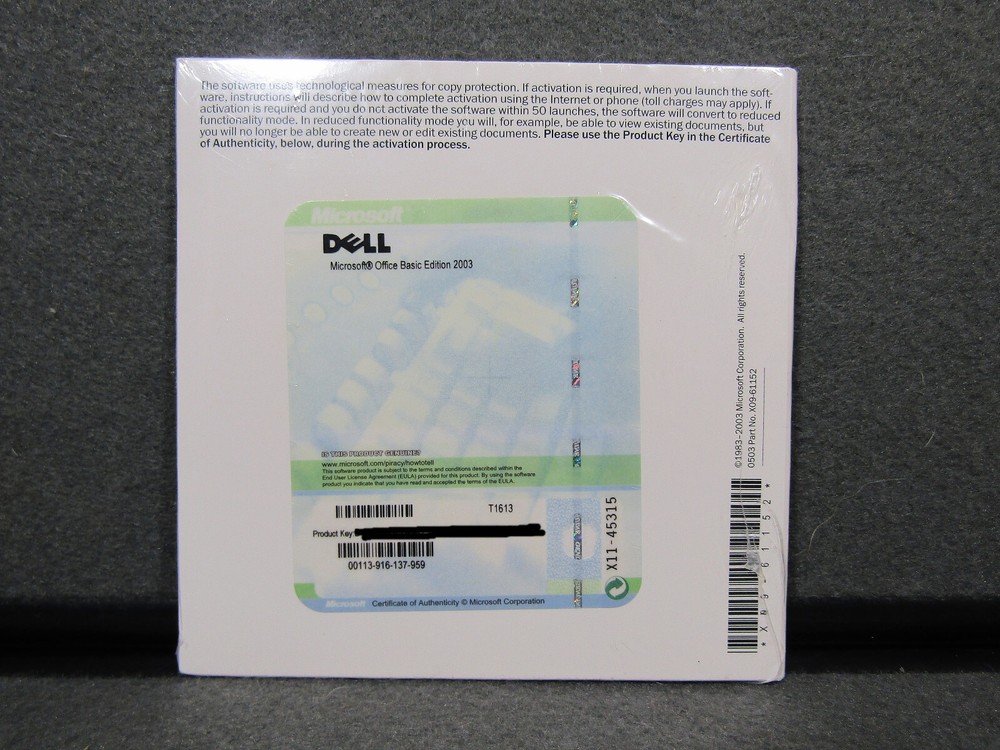 NEW DELL Microsoft Office Basic Edition 2003 CD Disc W/ Product Key