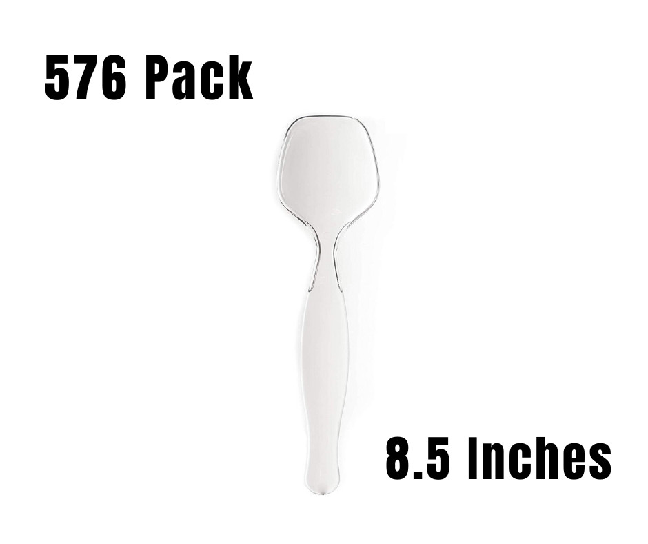 576 Pack Heavy Duty Large Plastic Disposable Clear Serving Spoons 8.5 in