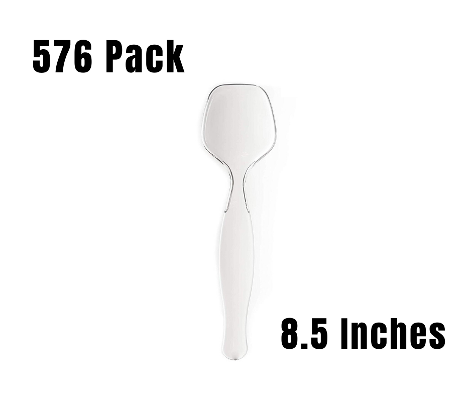 576 Pack Heavy Duty Large Plastic Disposable Clear Serving Spoons 8.5 in