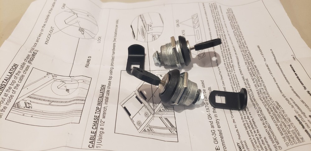 Middle Atlantic Cable Chase Lock & Key (Pair) (42Sp/45SP Sizes)