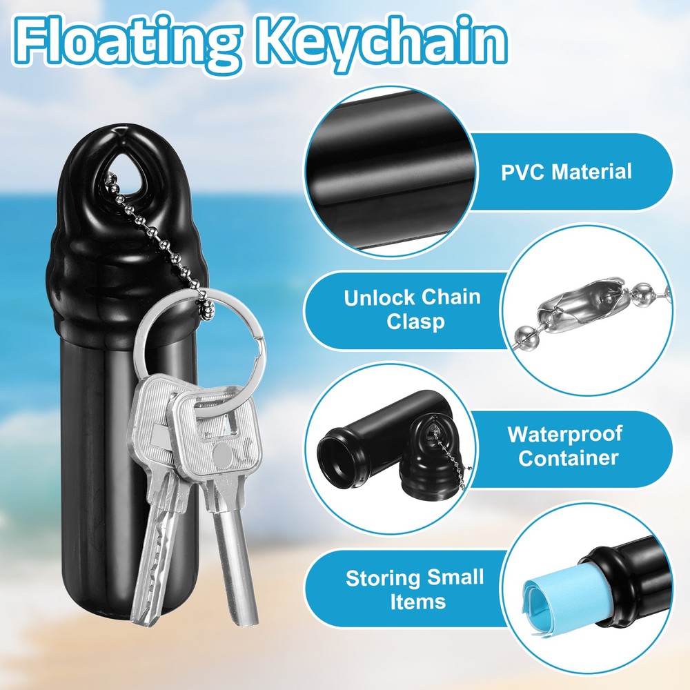 Floating Keychain for Keychain, Waterproof Container, Black